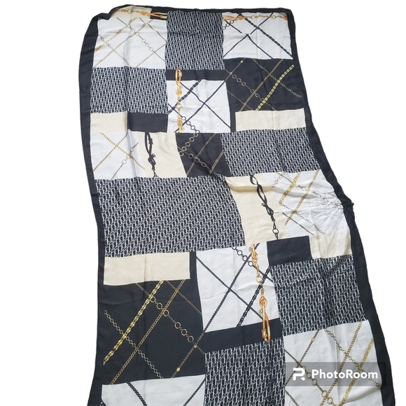 Silk like scarf, NOT DIOR, polyester. - Picture 5 of 8